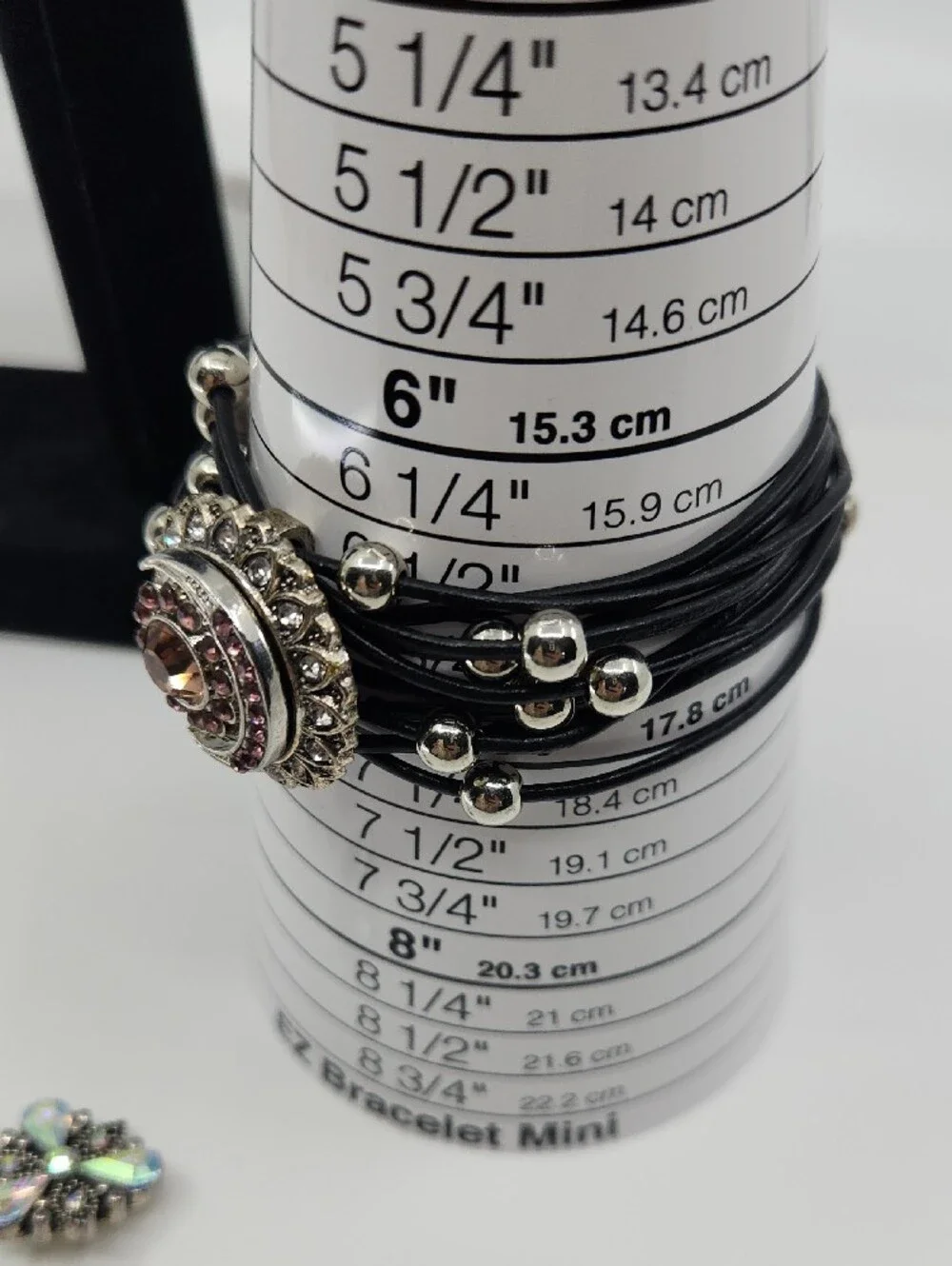Four (4) Snap Black Cord and Bead Crystal Statement Bracelet - Four Designs